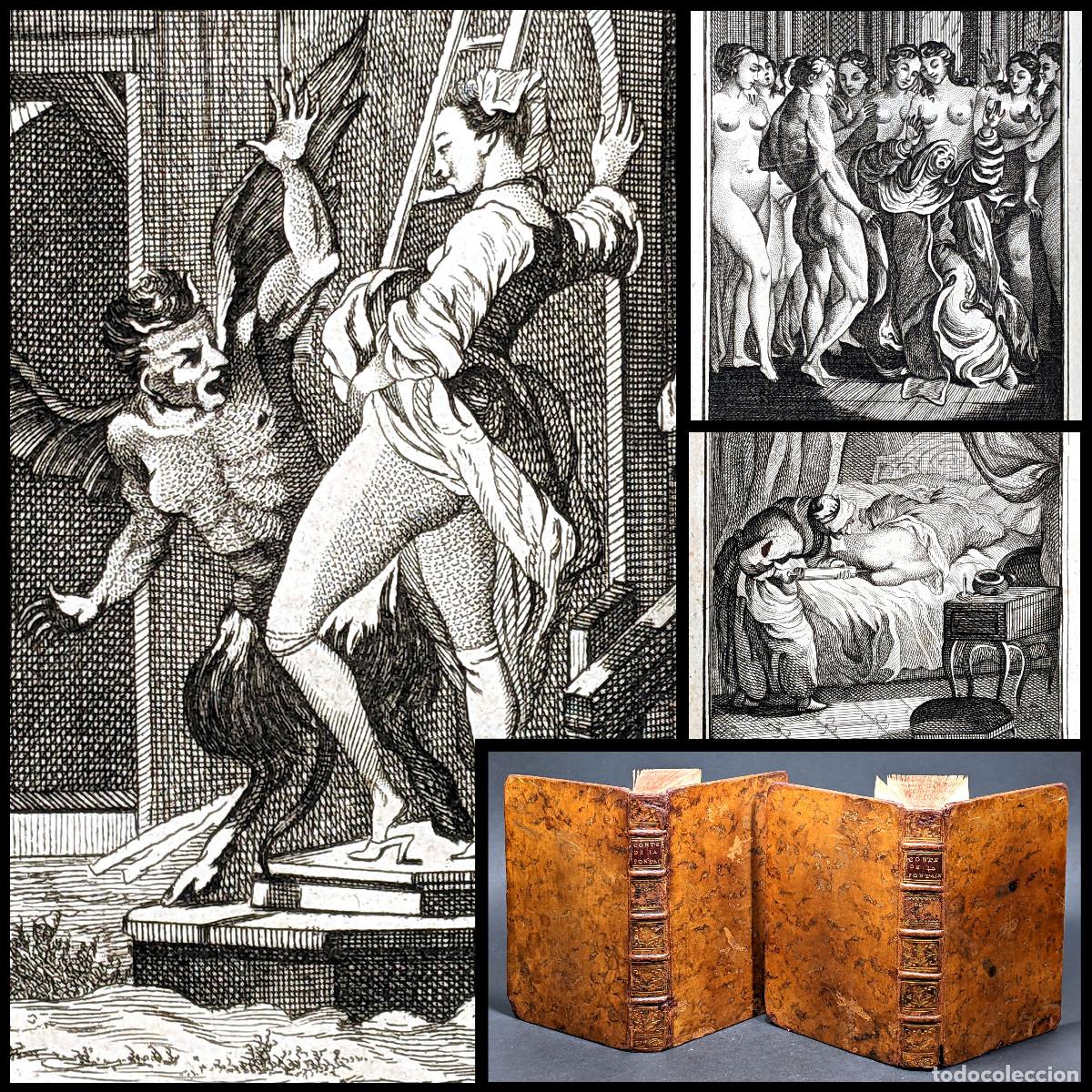 Livres anciens: A&ntilde;o 1767 Libro prohibido Diablo descubierto Monja fornicando Erotismo Cuentos Fontaine 83 Grabados