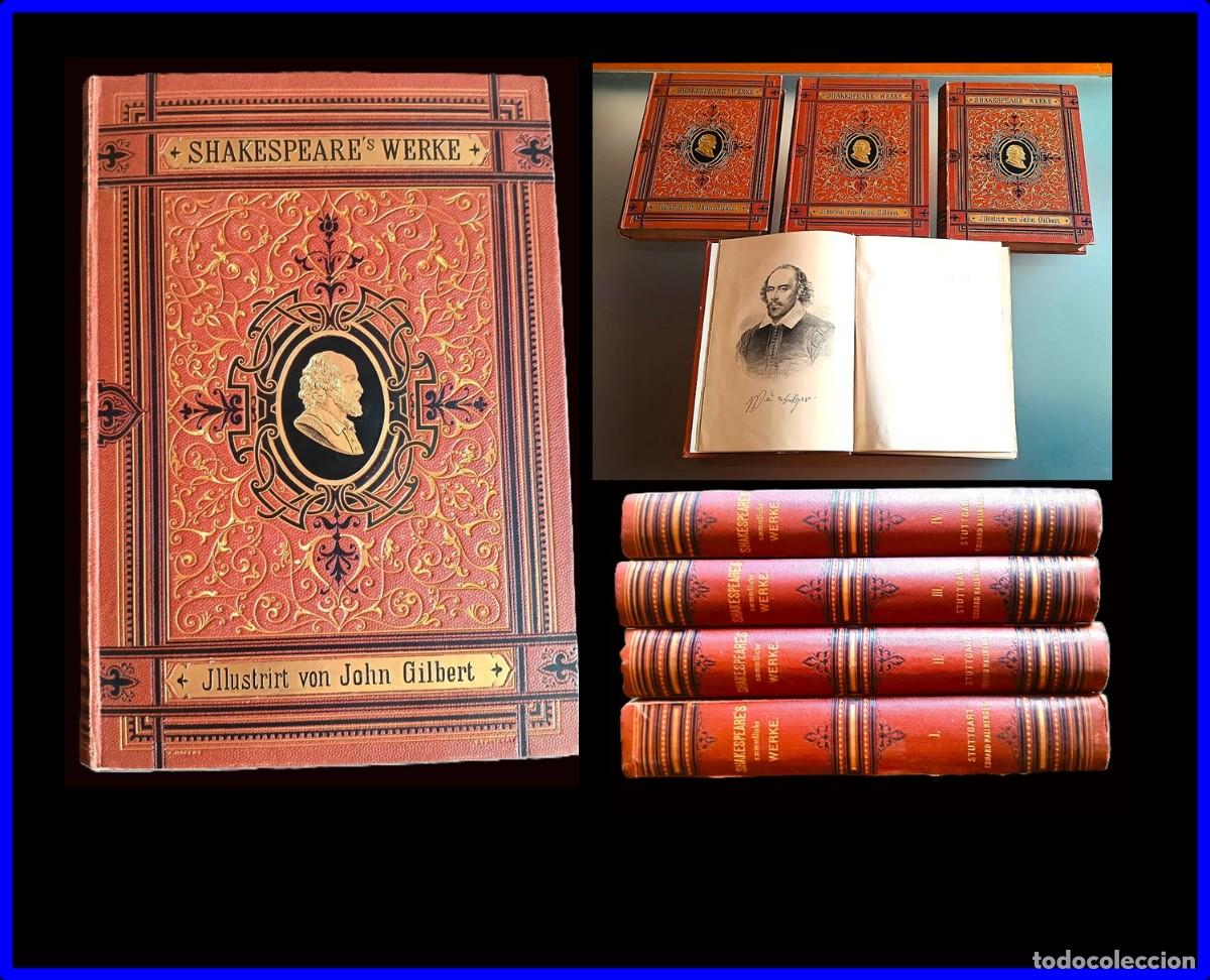 Libros antiguos: Preciosa edici&oacute;n ilustrada del siglo XIX con obras de Shakespeare en 4 elegantes tomos.