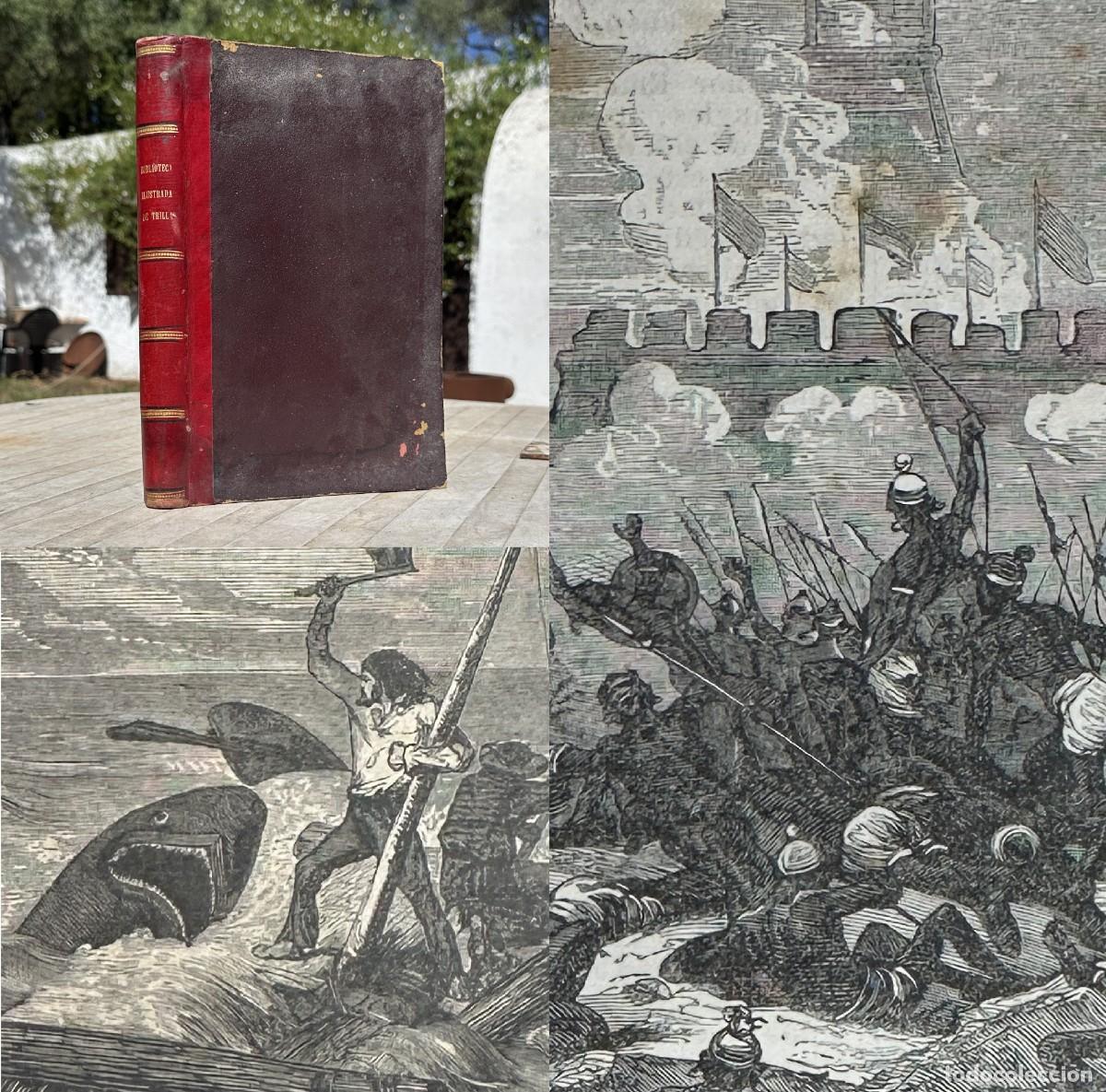 Antiquarische B&uuml;cher: 1875 - OBRAS DE JULIO VERNE - VEINTE MIL LEGUAS DE VIAJE SUBMARINO - LA VUELTA AL MUNDO EN 80 DIAS