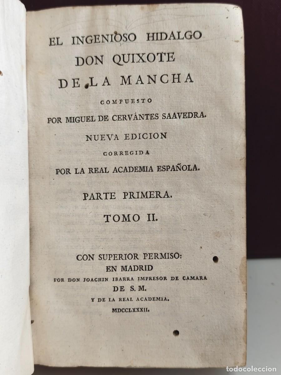 Antiquarische B&uuml;cher: CERVANTES. EL INGENIOSO HIDALGO DON QUIXOTE DE LA MANCHA. TOMO II. MADRID 1782.