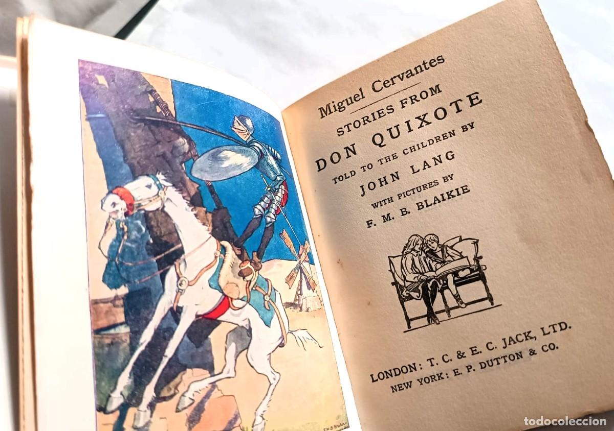 Libros antiguos: Curioso Don Quijote de la Mancha antiguo con ilustraciones en color.