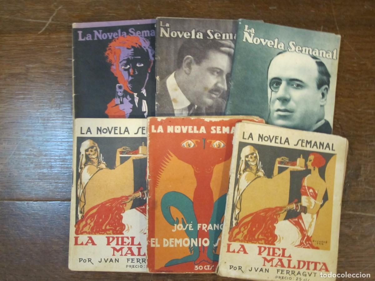Libros antiguos: LA NOVELA SEMANAL 5 NUMEROS CON VELLAS CUBIERTAS ORIGINALES ILUSTRADAS