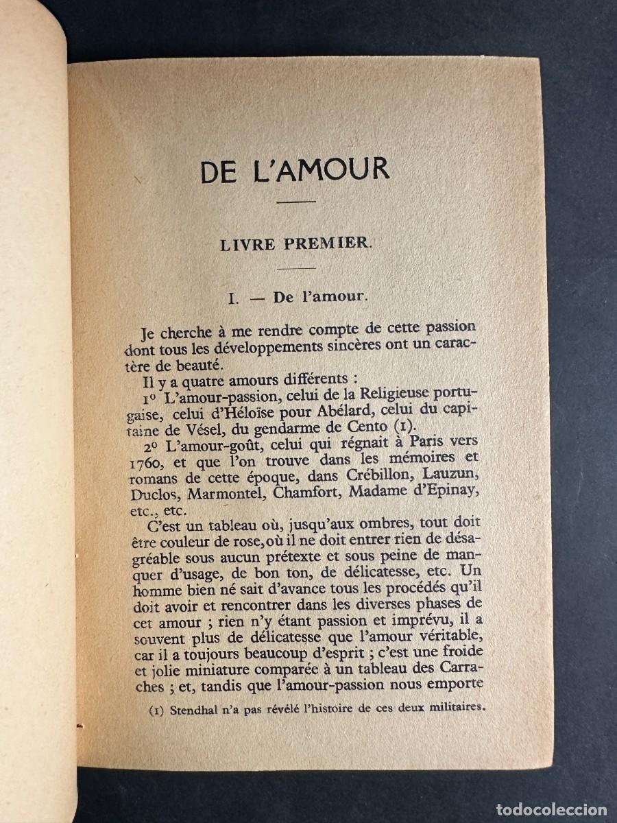 Libros antiguos: STENDHAL &mdash; De l&rsquo;amour - Sobre el Amor - Foto 3