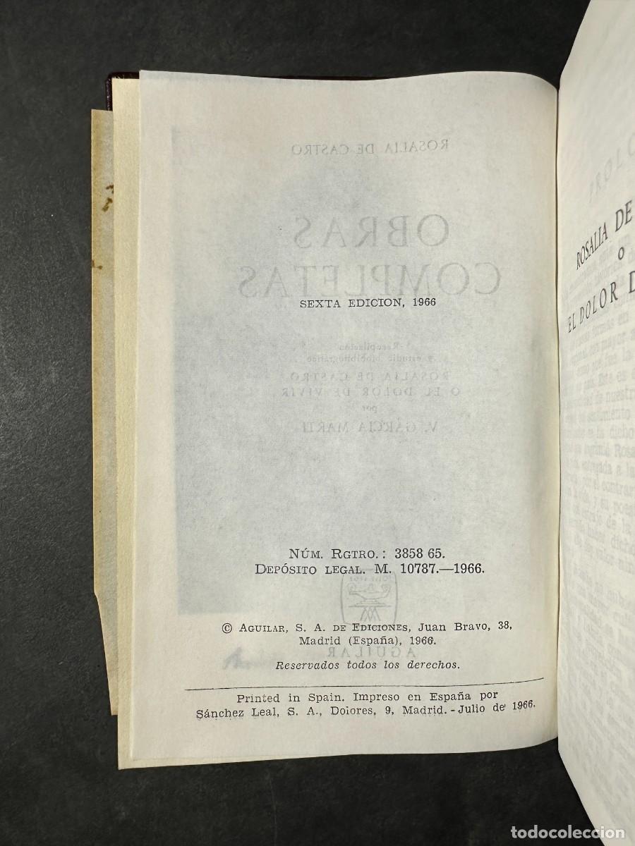 Libros antiguos: ROSAL&Iacute;A DE CASTRO &ndash; OBRAS COMPLETAS &ndash; AGUILAR - 1966 - Foto 4