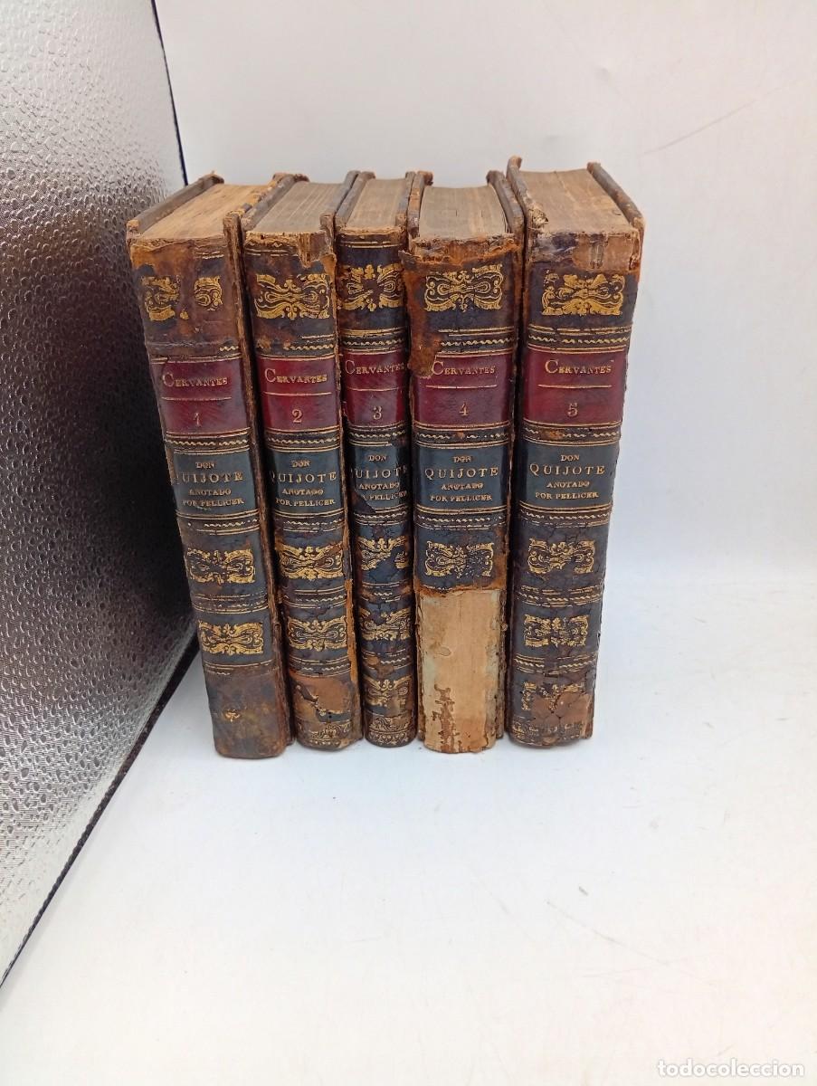 Libros antiguos: EL INGENIOSO DON QUIXOTE DE LA MANCHA.MIGUEL DE CERVANTES SAAVEDRA. J.ANTONIO PELLICER.1797. 5 TOMOS