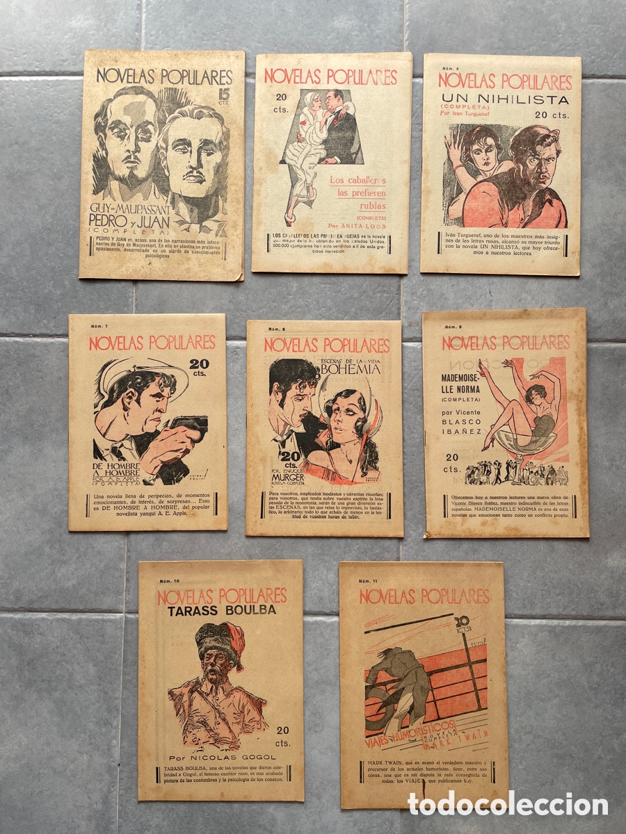 Libros antiguos: Lote de 8 Novelas Populares. A&ntilde;o 1929. Del n&uacute;mero cuatro al n&uacute;mero 11