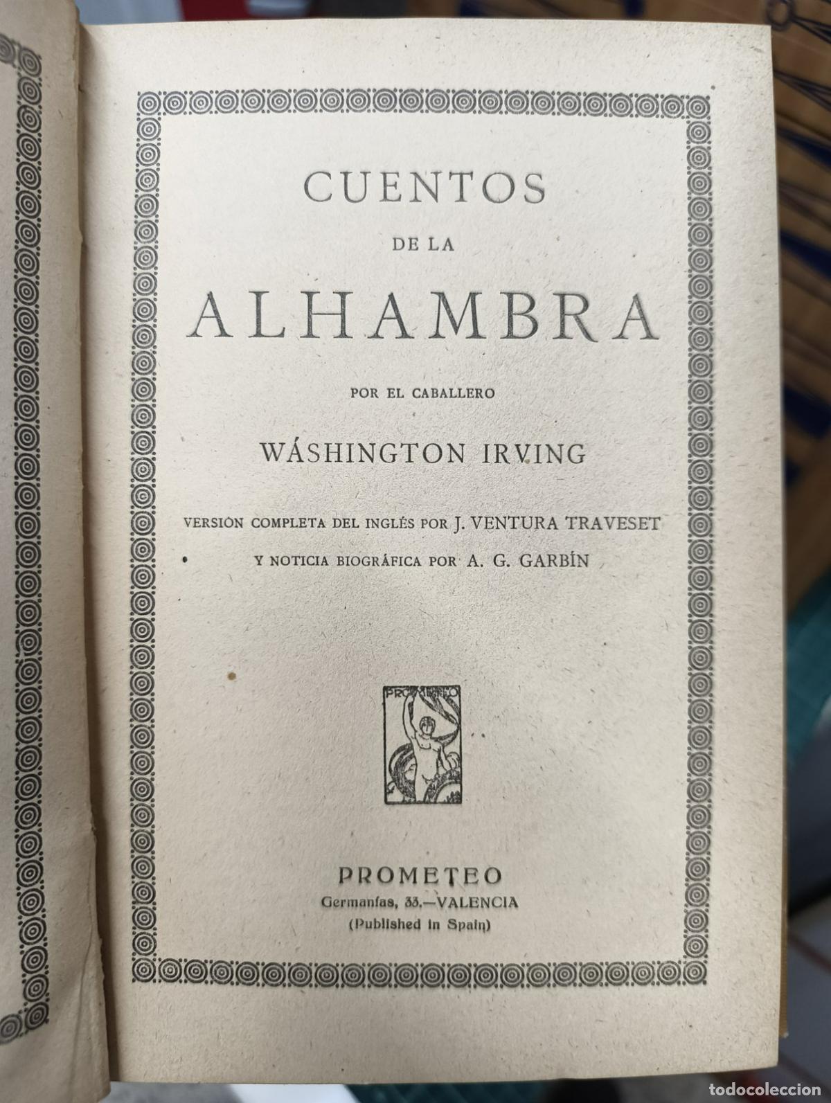 Libros antiguos: Cuentos de la Alhambra - Washington Irving