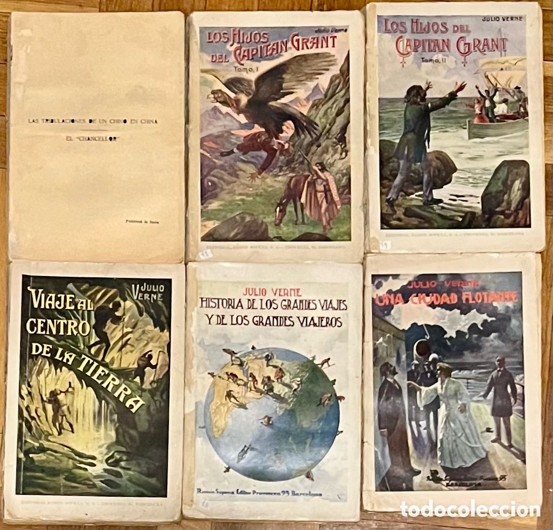 Libros antiguos: 6 libros de Julio Verne, Edit. Sopena. Biblioteca de Grandes Novelas. 1933-34-36