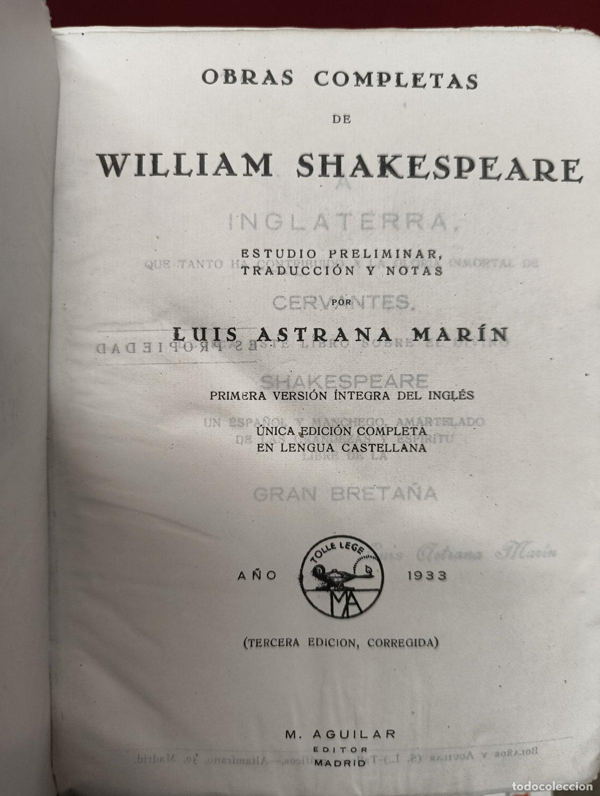 Libros antiguos: Obras completas 1933 - William Shakespeare - Foto 2