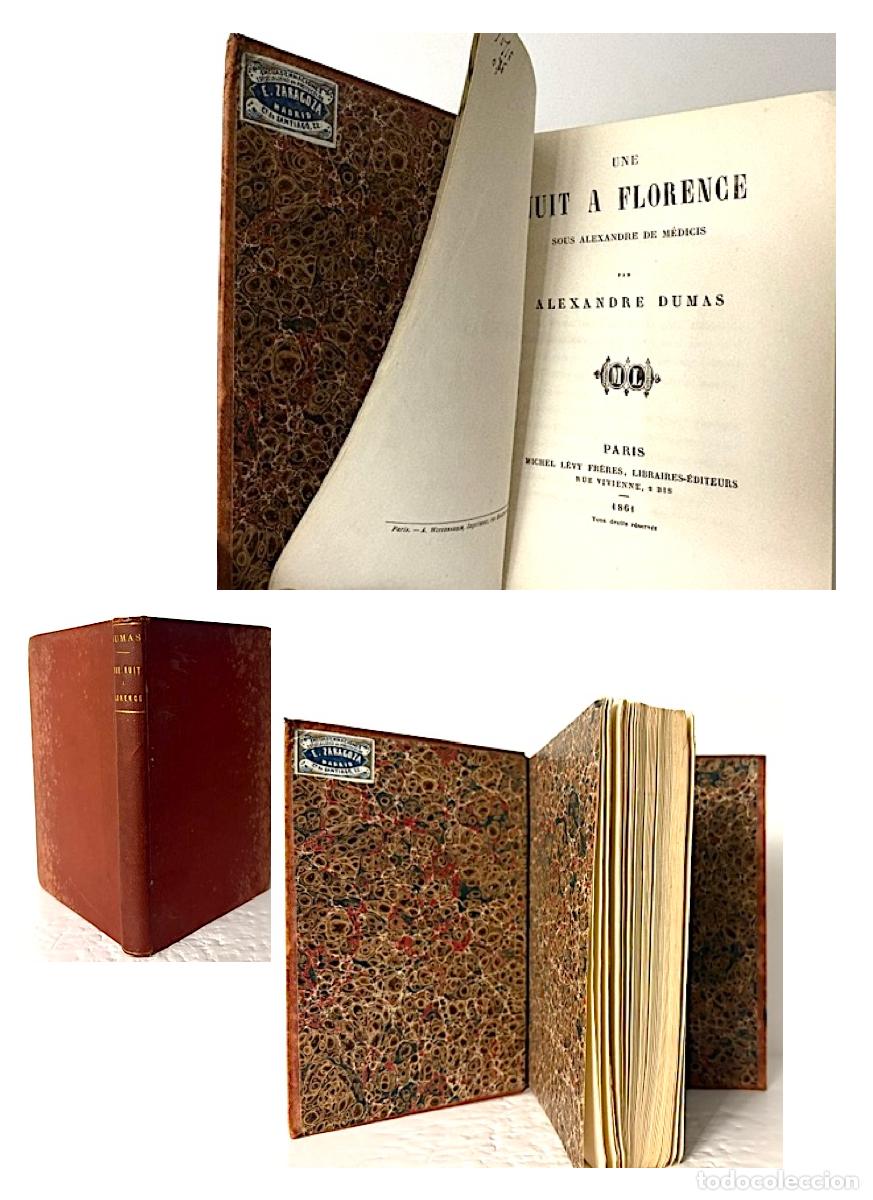 Libros antiguos: A. Dumas : Une nuit &agrave; Florence sous Alexandre de M&eacute;dicis. (1861. 1&ordf;)