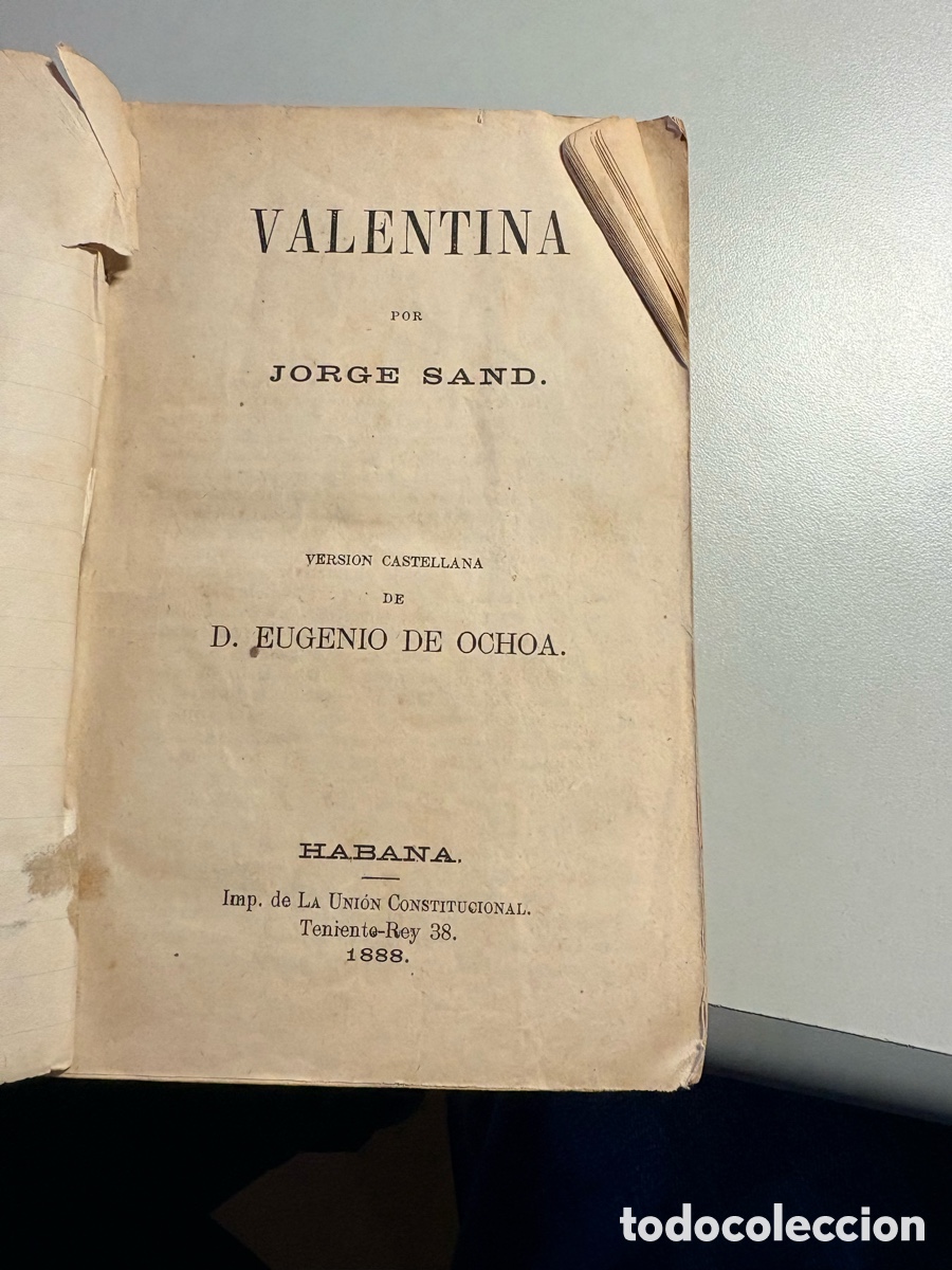 Libros antiguos: VALENTINA por Jorge Sand - Habana 1888