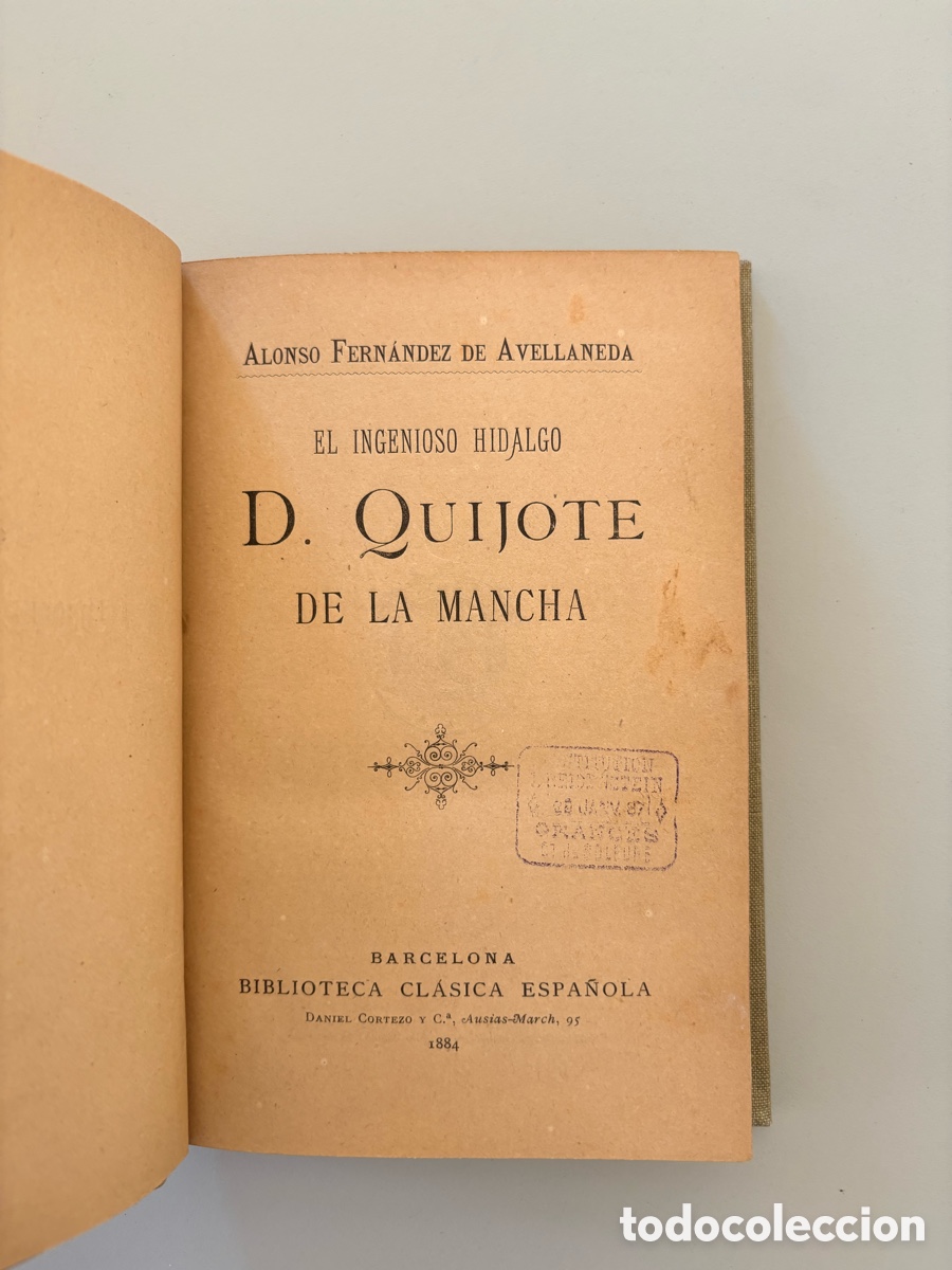 Libros antiguos: 1884 - EL QUIJOTE AP&Oacute;CRIFO DE AVELLANEDA - Foto 1