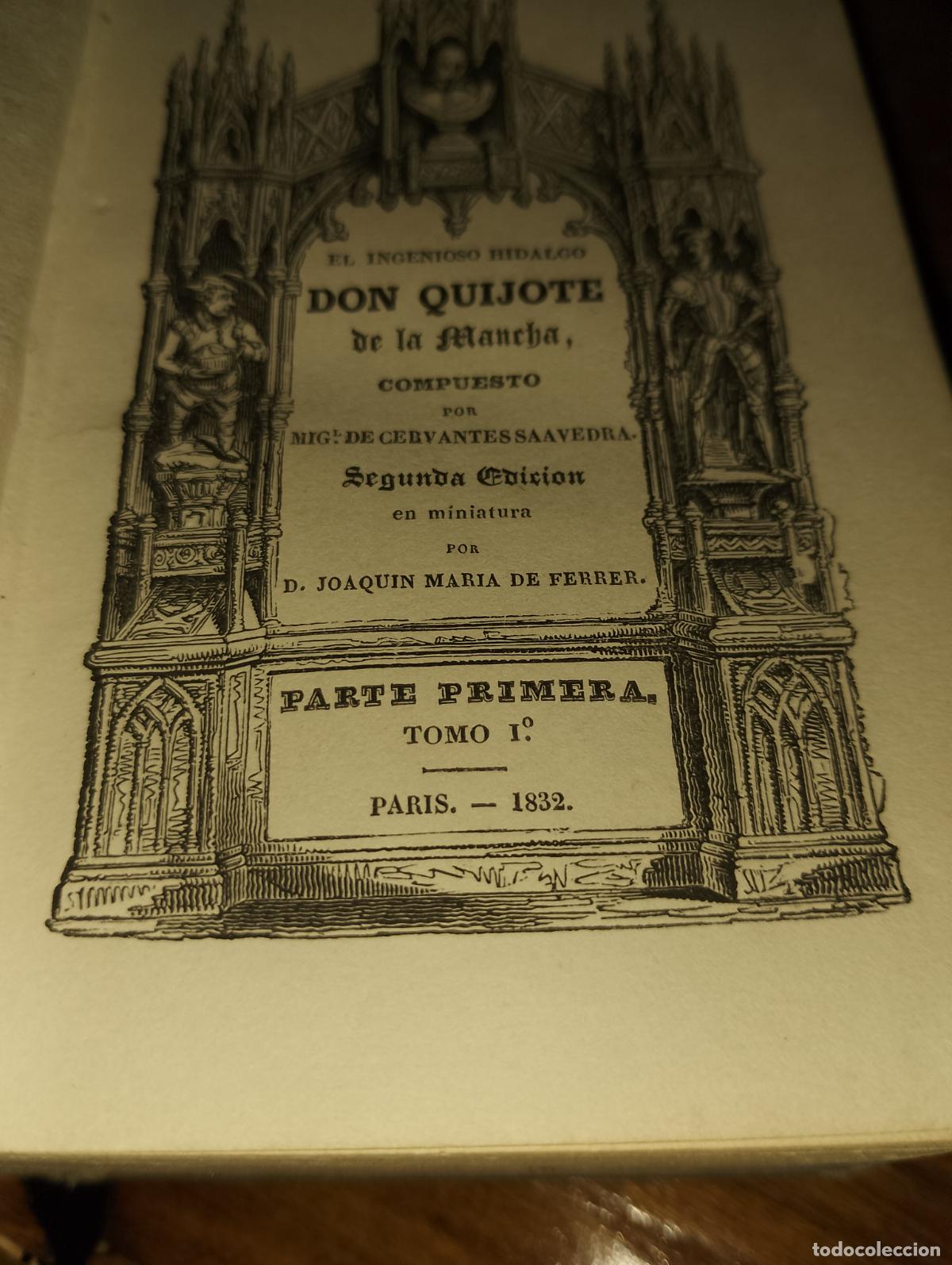 Libros antiguos: DON QUIJOTE DE LA MANCHA - 1832 PAR&Iacute;S - ED. JOAQU&Iacute;N MAR&Iacute;A DE FERRER - completo. 2 tomos. Miniatura