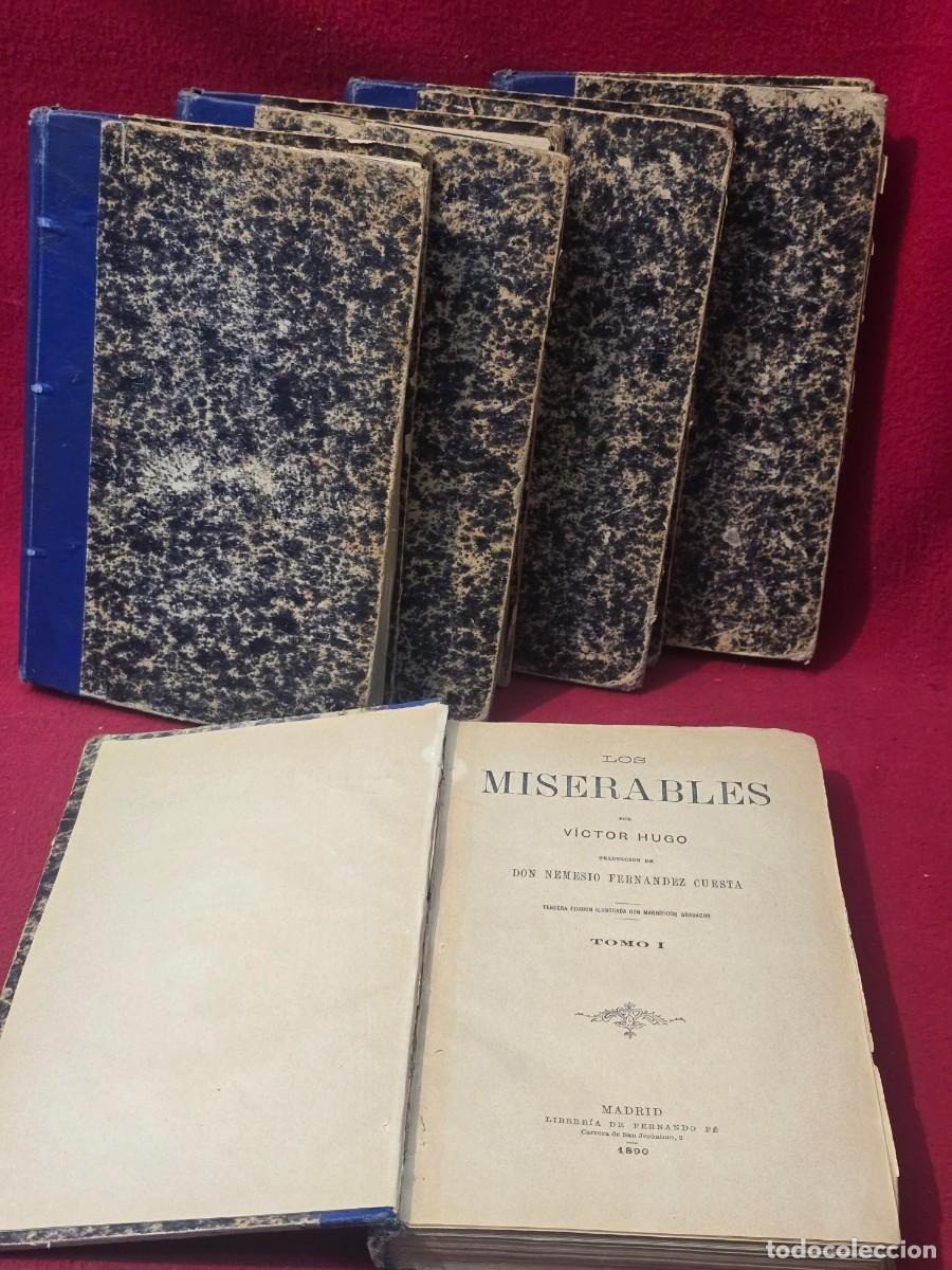 Libros antiguos: LOS MISERABLES . VICTOR HOGO. 5 TOMOS . MADRID 1890