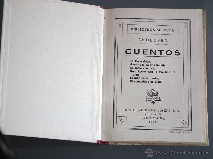 Libros antiguos: LIBRO CUENTOS DE ANDERSEN. EDITORIAL SOPENA, 1.935 - Foto 2