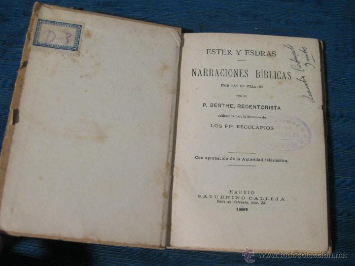 Libros antiguos: CUENTO DE ESTER Y ESDRAS. EDITORIAL SATURNINO CALLEJA. 1897 - Foto 3