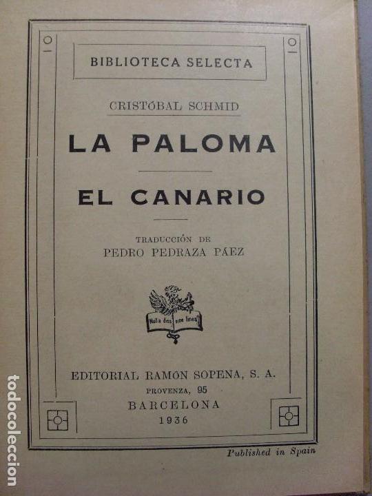 Libros antiguos: LA PALOMA / Cristobal Schmid / Biblioteca Selecta 1936 - Foto 2