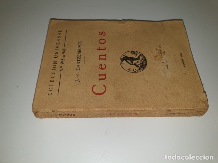 Libros antiguos: CUENTOS J.E. Hartzenbusch Colecci&oacute;n Universal N.&ordm;938 a 940 - Foto 2