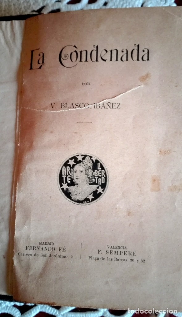 Libros antiguos: LA CONDENADA. BLASCO IB&Aacute;&Ntilde;EZ - Foto 2