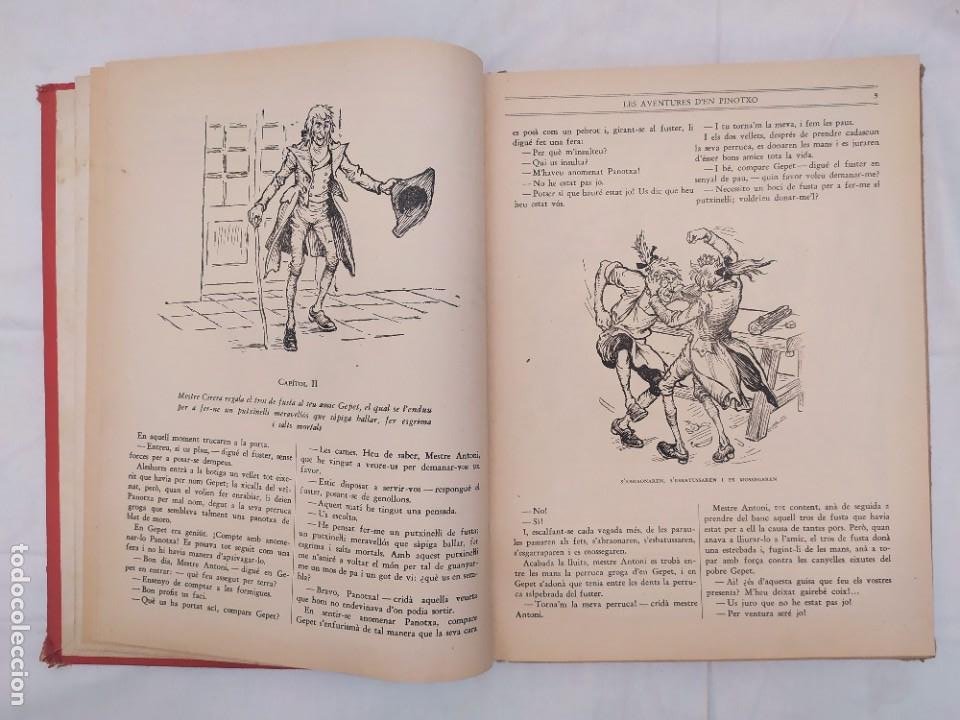 Libros antiguos: Les aventures den pinotxo. C. Collodi. 1a edición, 1934. Ed. Joventut. Barcelona. Pinocho. - Foto 8 - 302594613