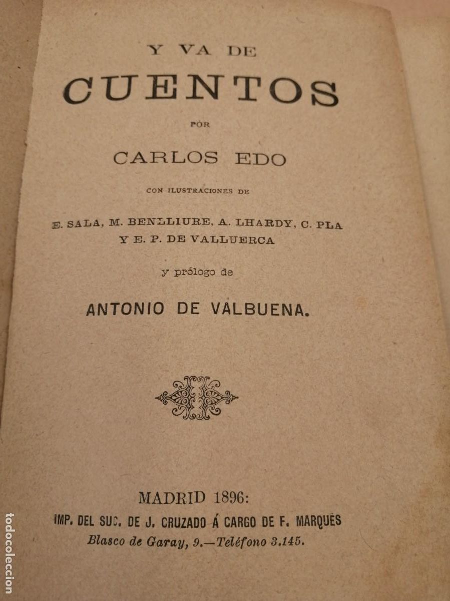 Libros antiguos: Y VA DE CUENTOS CARLOS EDO 1896 - Foto 1