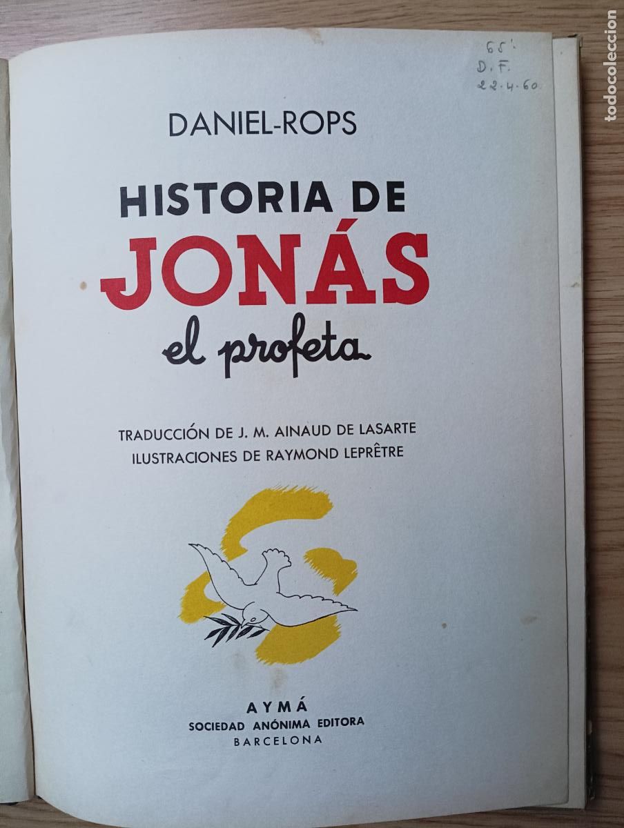 Libros antiguos: Historia de Jon&aacute;s el profeta. Daniel - Rops - Foto 2