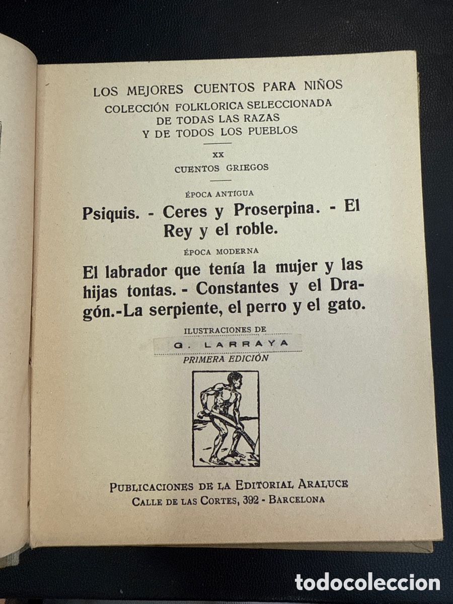 Libros antiguos: CUENTOS griegos. &Eacute;poca antigua - Foto 2