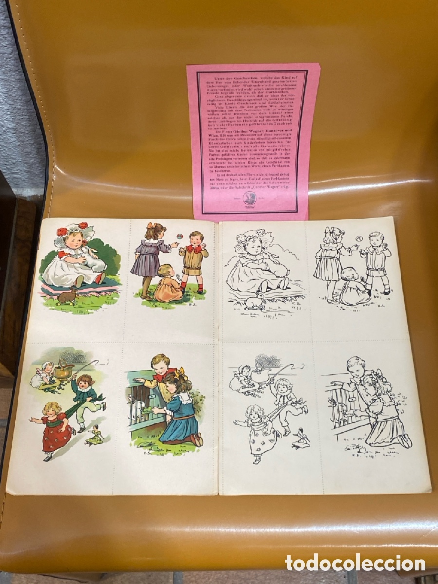 Libros antiguos: Kindeslust und Kindesfreude Ein Postkarten Malbuch - Foto 2