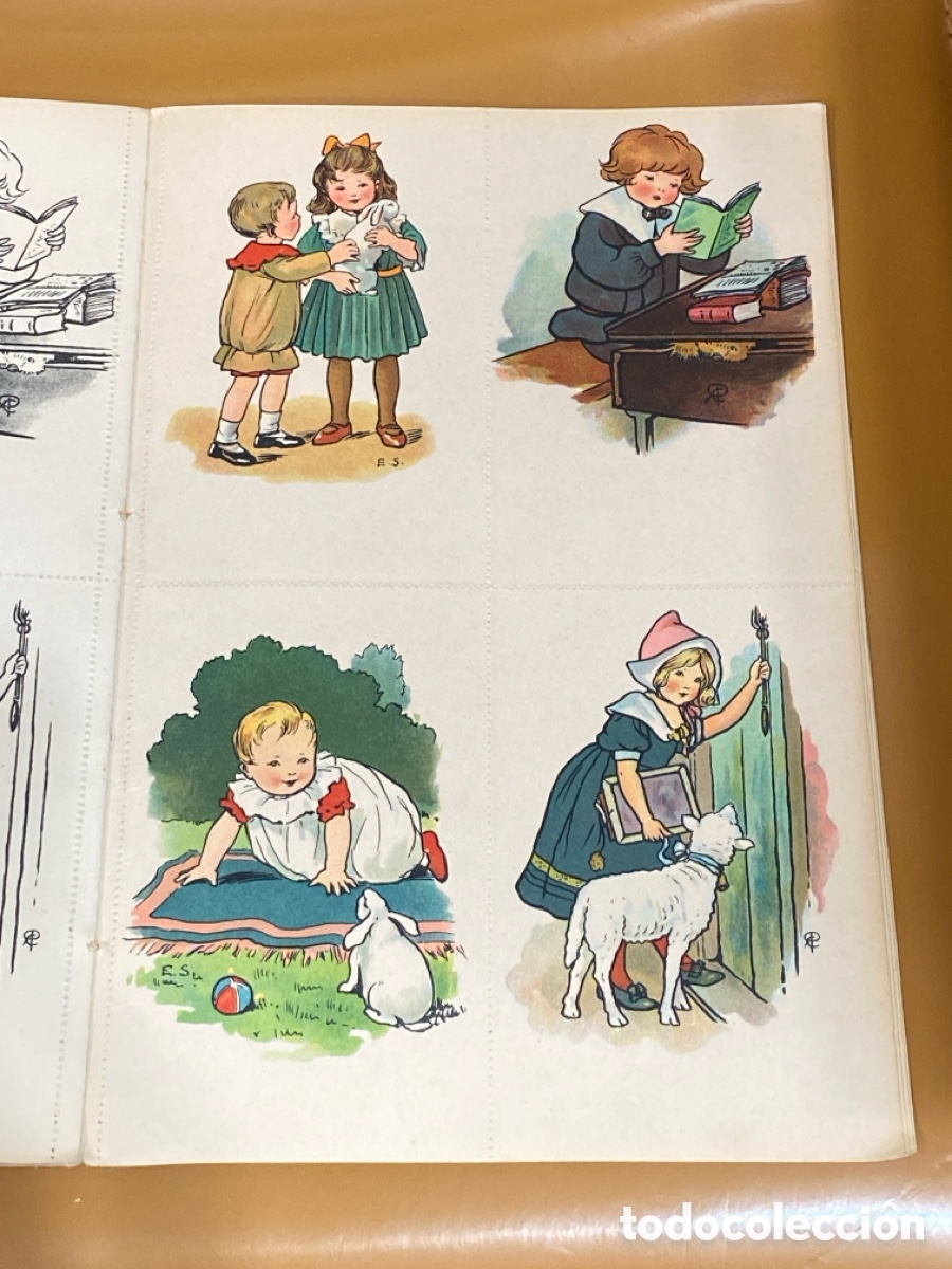 Libros antiguos: Kindeslust und Kindesfreude Ein Postkarten Malbuch - Foto 6