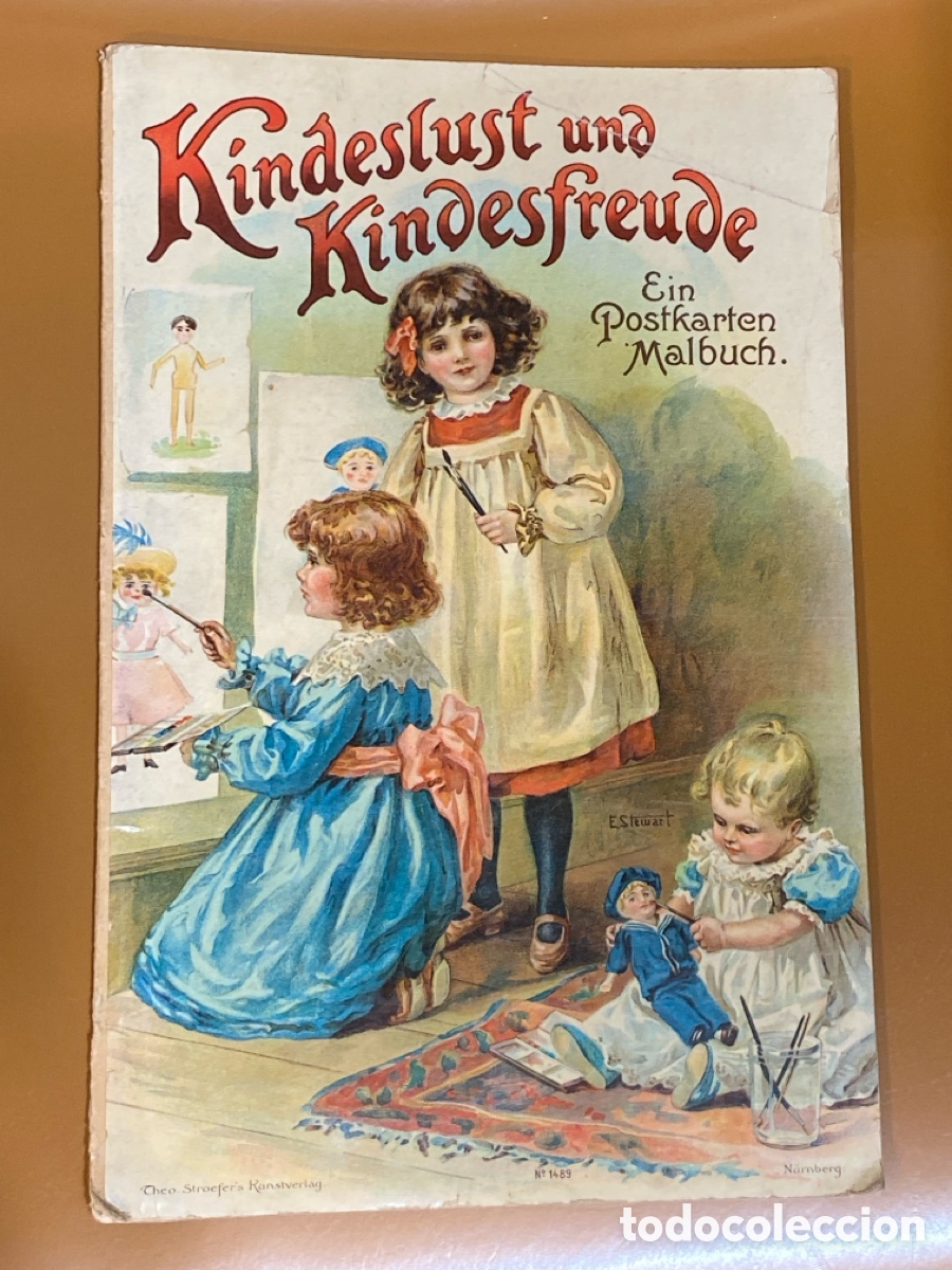 Libros antiguos: Kindeslust und Kindesfreude Ein Postkarten Malbuch - Foto 1