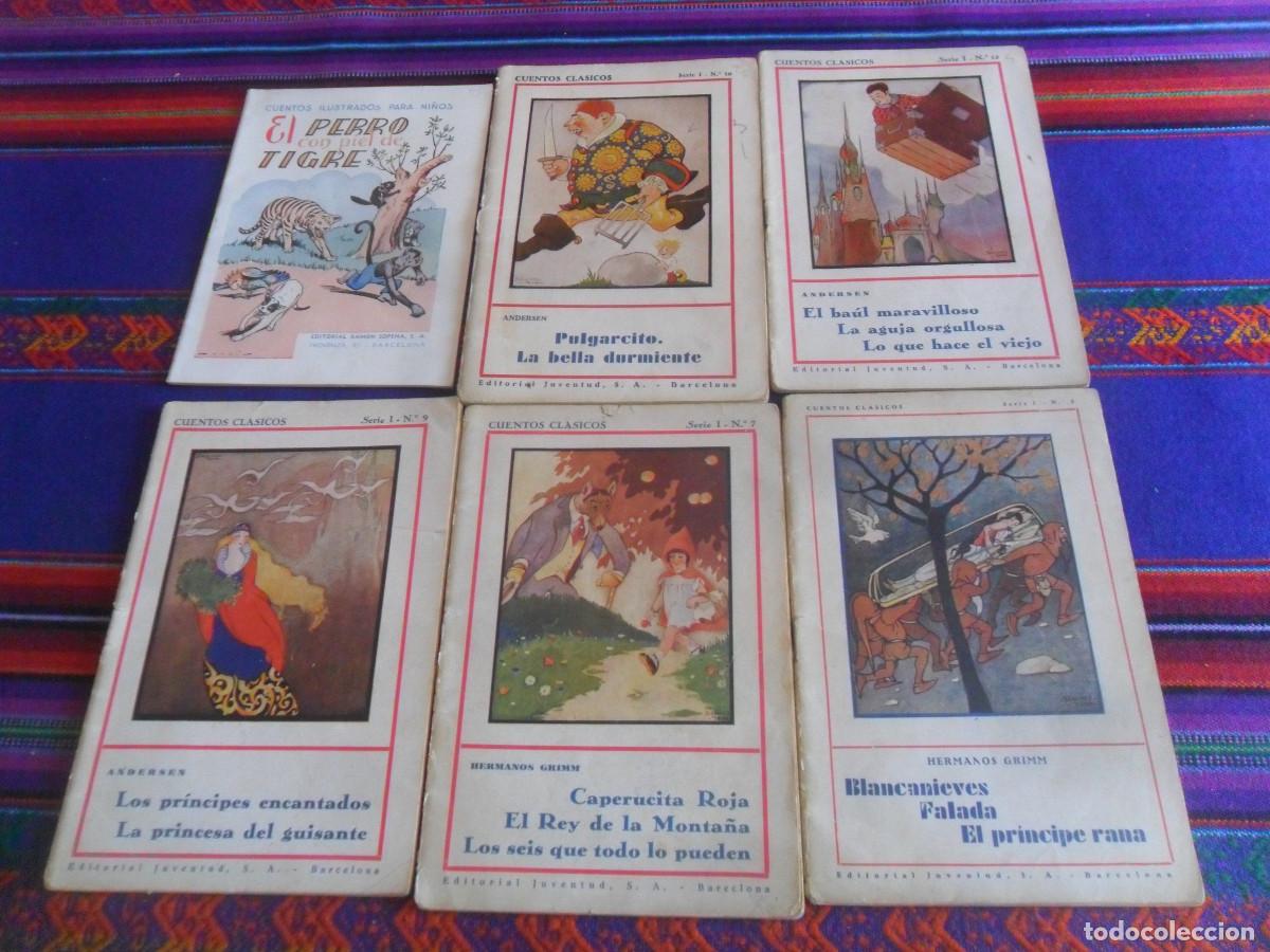 Libros antiguos: CUENTOS CL&Aacute;SICOS SERIE I N&ordm;S 2 7 9 12 16 ED. JUVENTUD 1&ordf; ED 1930. REGALO EL PERRO CON PIEL DE TIGRE