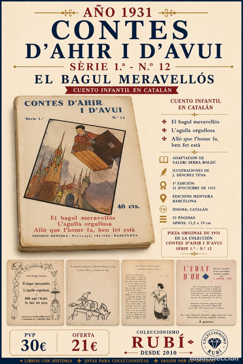 Libri antichi: A&Ntilde;O 1931 !! | ANDERSEN | EL BAGUL MERAVELL&Oacute;S | CONTES D'AHIR I D'AVUI | N&ordm; 12