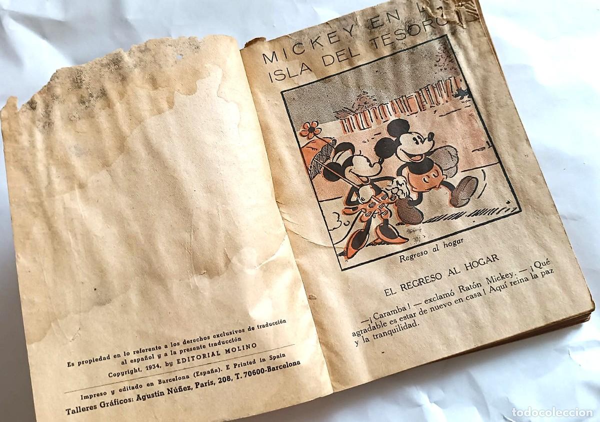 Libros antiguos: Mickey en la Isla del Tesoro - Walt Disney - 1&ordf; Edici&oacute;n 1934 - Editorial Molino