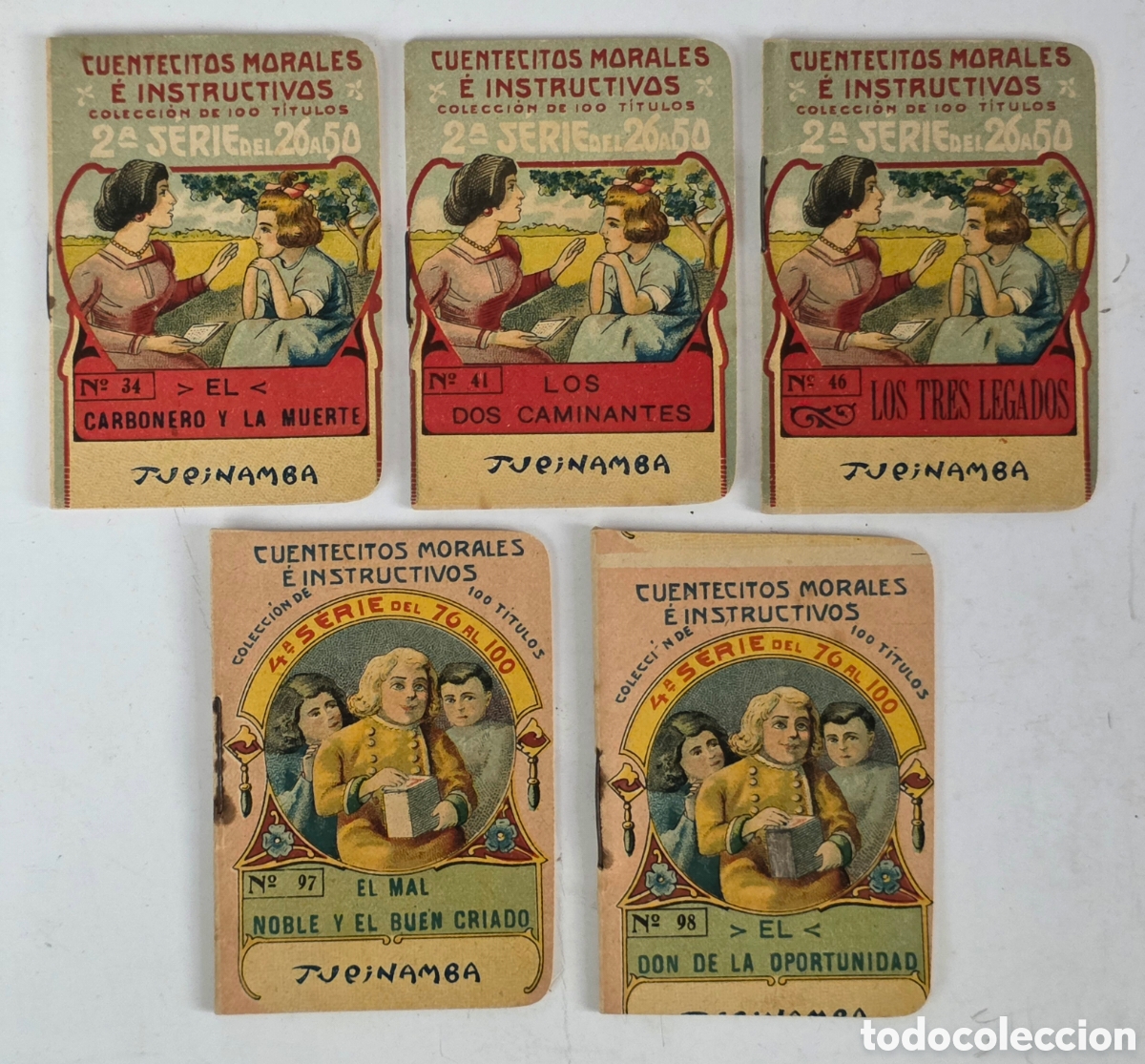 Libros antiguos: 5 Antiguos Cuentecitos Morales e Instructivos Tupinamba Chocolate Caf&eacute;