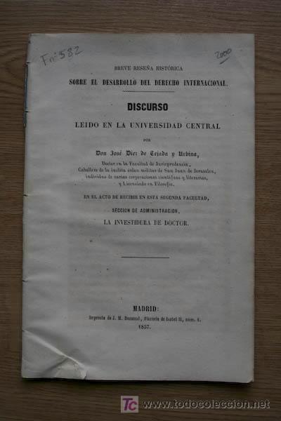 Old books: Breve rese&ntilde;a hist&oacute;rica sobre el desarrollo del Derecho Internacional. D&iacute;ez de Tejada y Urbina (Jos&eacute;)