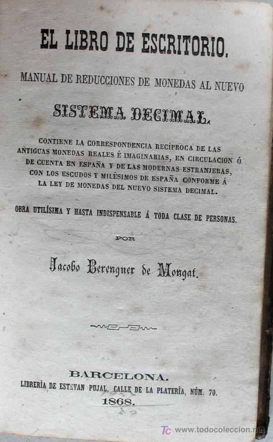 Old books: Nuevo Manual de reducciones de monedas al nuevo sistema decimal. Jacobo Berenguer