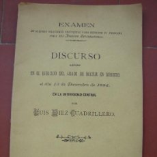 Libros antiguos: EXAMEN. DERECHO INTERNACIONAL. DISCURSO LEIDO D. LUIS DIEZ CUADRILLERO. 1895. Lote 26937917