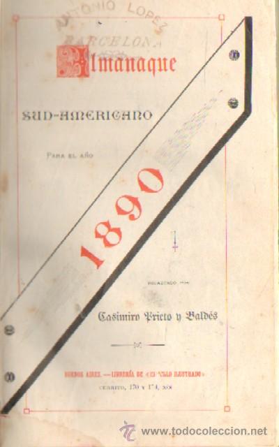 Old books: ALMANAQUE SUDAMERICANO PARA EL A&Ntilde;O 1890  A-COM-279