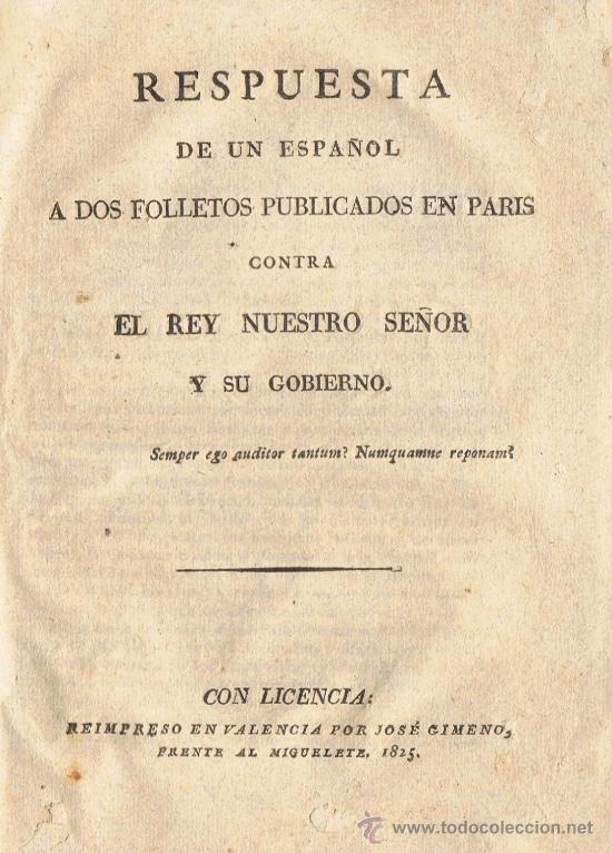Libros antiguos: RESPUESTA DE UN ESPA&Ntilde;OL A DOS FOLLETOS PUBLICADOS EN PARIS.