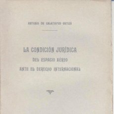 Libros antiguos: LA CONDICIÓN JURÍDICA DEL ESPACIO AÉREO ANTE EL DERECHO INTERNACIONAL (A. CALATAYUD) 1913 - SIN USO. Lote 35886397