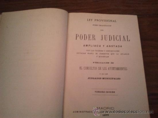 Libros antiguos: LEY PROVISIONAL SOBRE ORGANIZACI&Oacute;N DEL PODER JUDICIAL - Foto 1