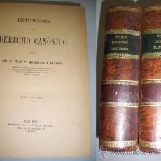 Libros antiguos: MORALES Y ALONSO, JUAN P. INSTITUCIONES DE DERECHO CANÓNICO. Lote 39095152