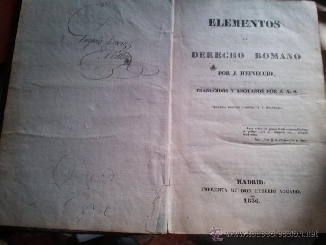 Libros antiguos: Elementos de Derecho Romano 1836 - Foto 1
