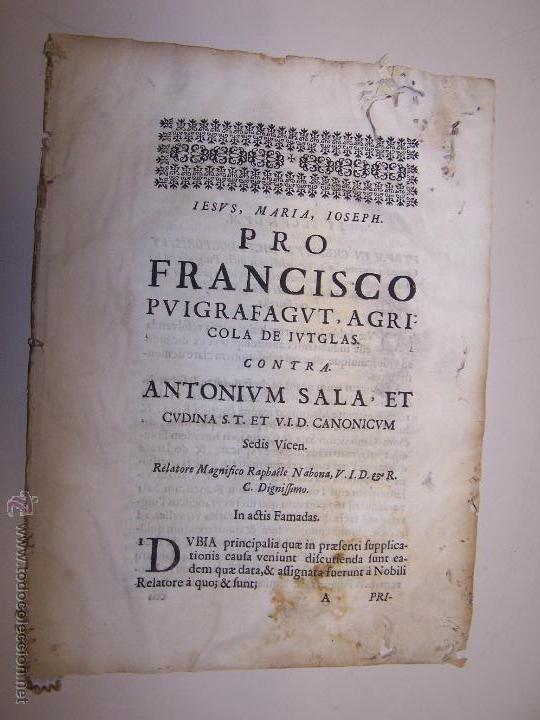 Livros antigos: Pro Francisco Puigrafagut, Agricola de Iutglas contra Antonium Sala et Cudina ST. et VID. Canonicum