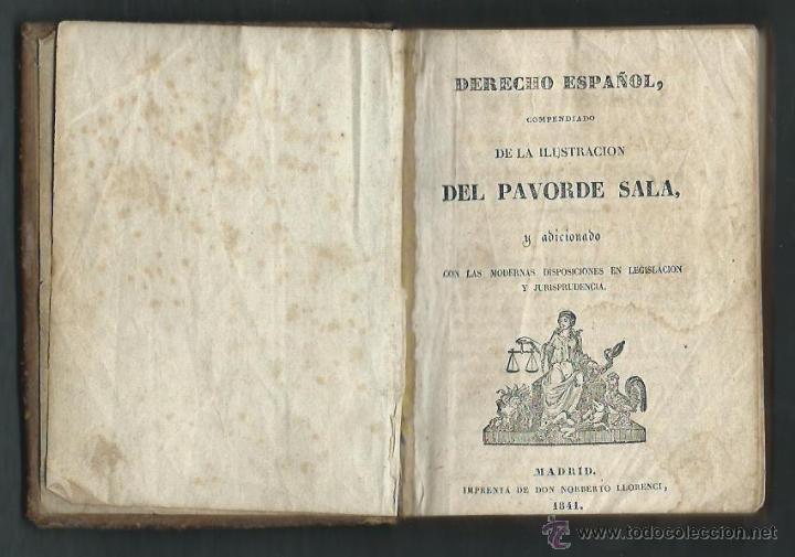 Livros antigos: Derecho espa&ntilde;ol, compendiado de la Ilustracion del Pavorde Sala