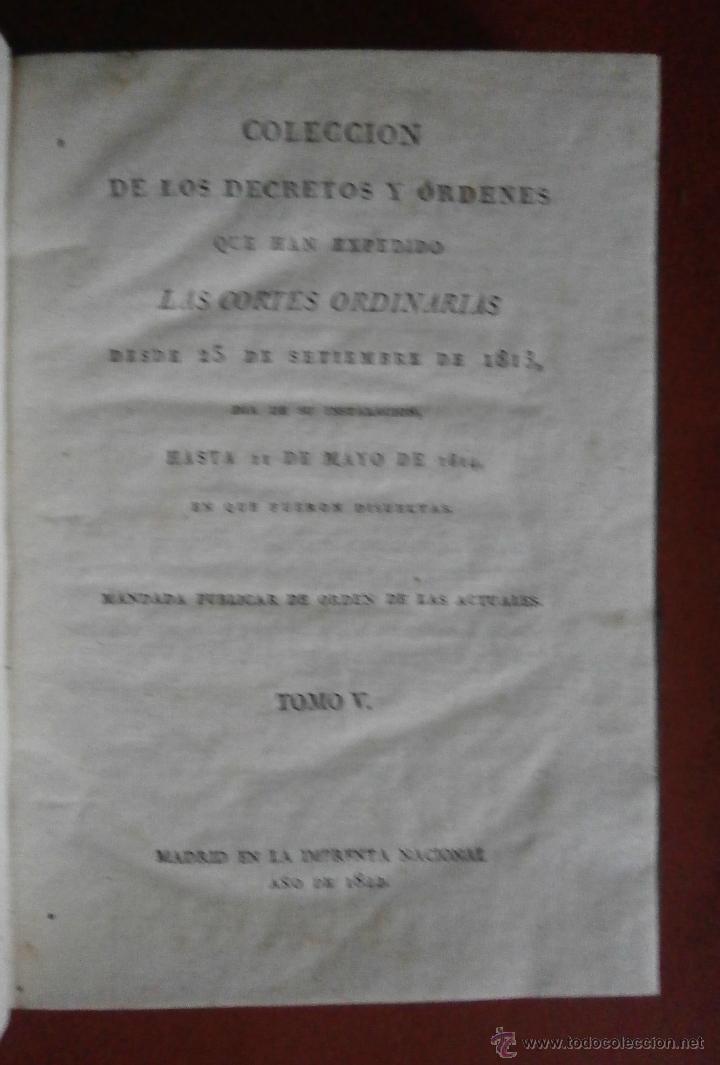 Libros antiguos: Coleccion de los decretos y &oacute;rdenes que han expedido las C&oacute;rtes Ordinarias desde 25 de septiembre