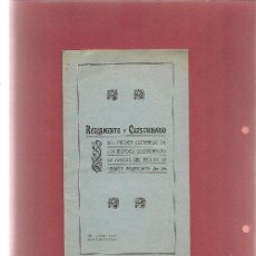 Libros antiguos: REAL SOCIEDAD ECONOMICA DE AMIGOS DEL PAIS: REGLAMENTO REGION VALENCIANA ... .. Lote 54878660
