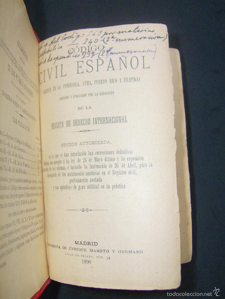 Libros antiguos: CODIGO CIVIL Y SUS COMPLEMENTOS 1891 - Foto 10