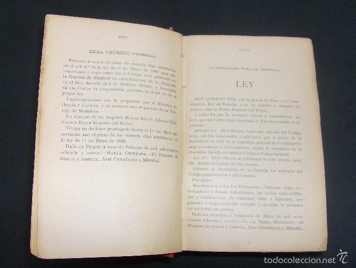 Libros antiguos: CODIGO CIVIL Y SUS COMPLEMENTOS 1891 - Foto 14
