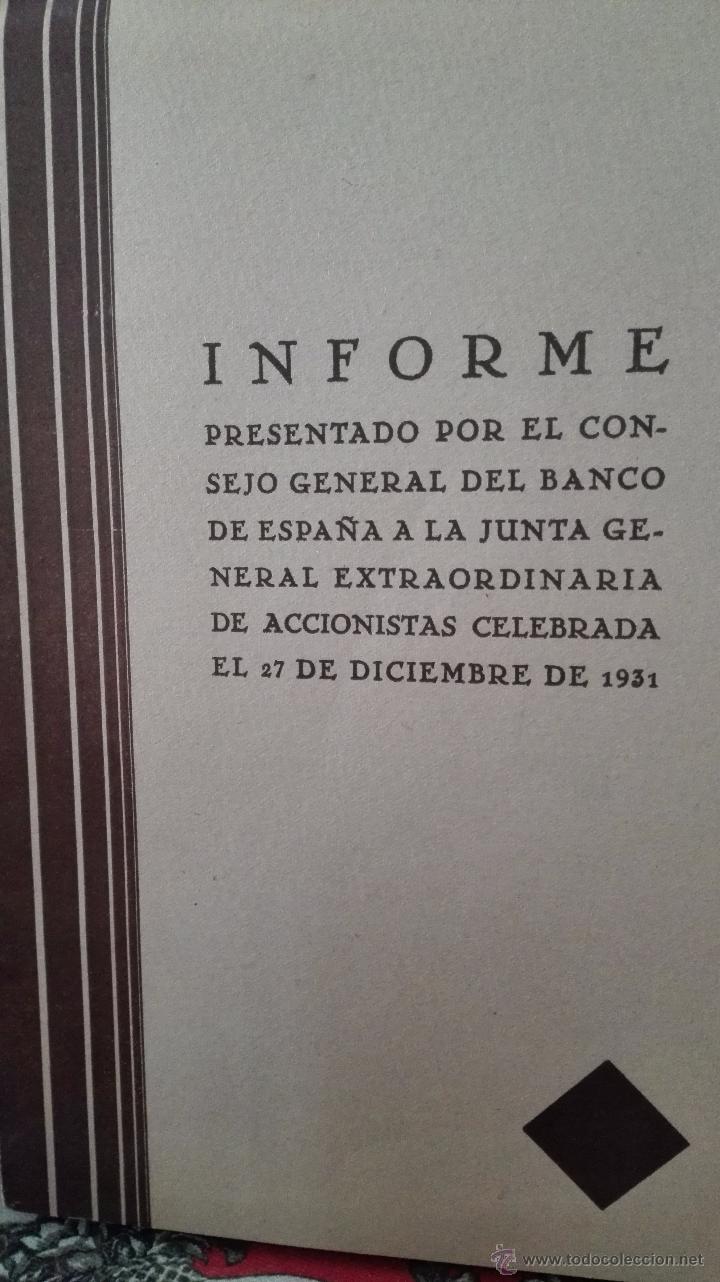 Libros antiguos: Informe del Banco de Espa&ntilde;a a la Junta de Accionistas. Diciembre 1931. 12 p&aacute;ginas.